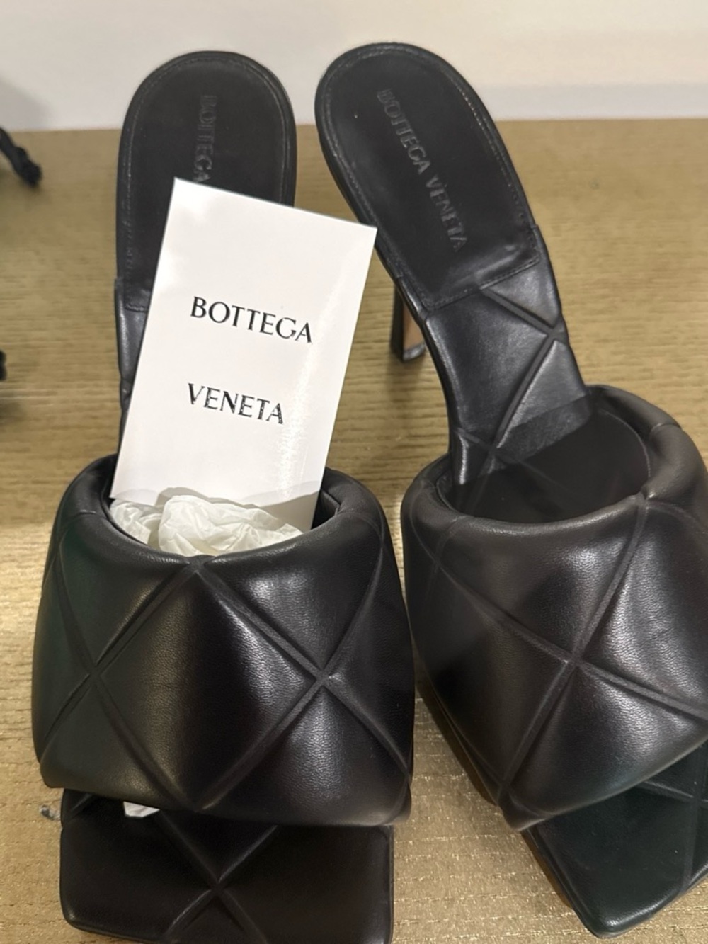 Bottega Veneta Black Quilted Leather Mule Sandals